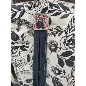 Handmade Halloween horror Leather Fringe purse bag charm keychain spooky vibes